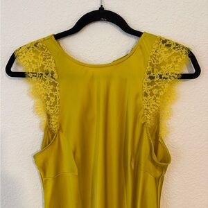 Elegant Yellow Lace-Trimmed Dress